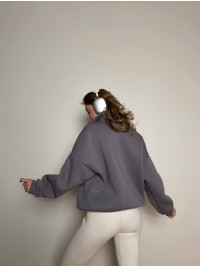 Жіноче худі вільного крою графтового кольору 34530