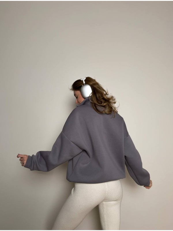 Жіноче худі вільного крою графтового кольору 34530