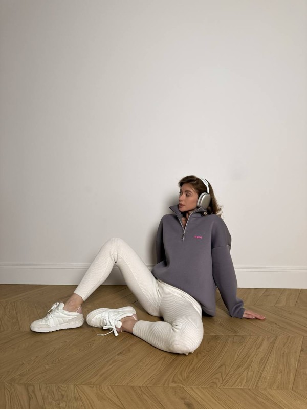 Жіноче худі вільного крою графтового кольору 34530