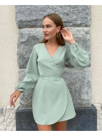 Сукня міні на запах оливкового кольору 34547