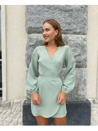 Сукня міні на запах оливкового кольору 34547