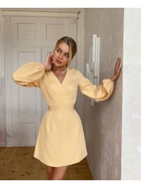 Сукня міні на запах жовтого кольору 34548