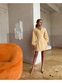 Сукня міні на запах жовтого кольору 34548