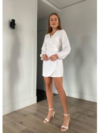 Сукня міні на запах молочного кольору 34550