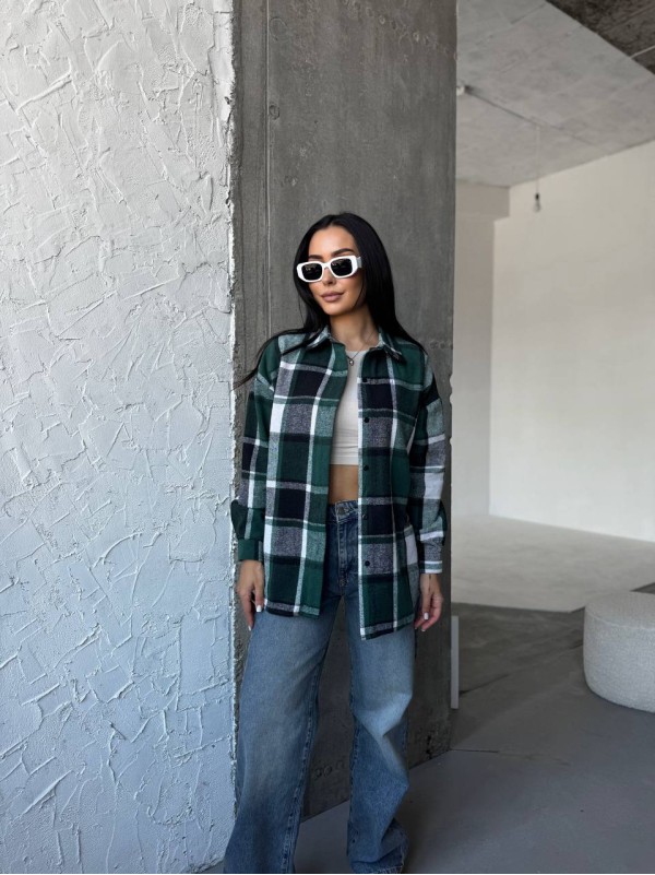 Тепла жiноча сорочка байка зеленого кольору 34555