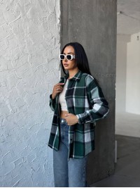 Тепла жiноча сорочка байка зеленого кольору 34555