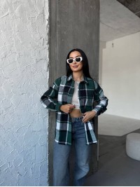 Тепла жiноча сорочка байка зеленого кольору 34555