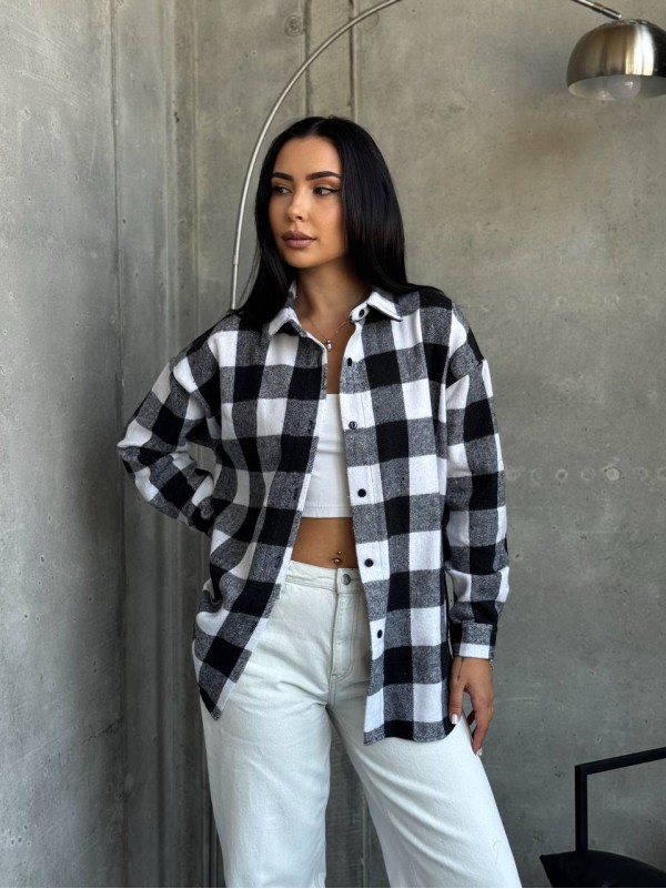 Тепла жiноча сорочка байка чорного кольору 34558