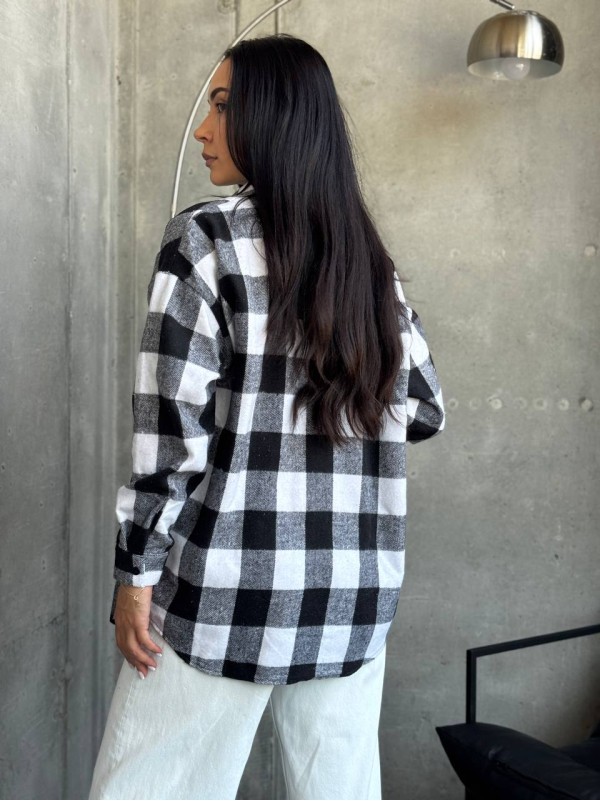 Тепла жiноча сорочка байка чорного кольору 34558