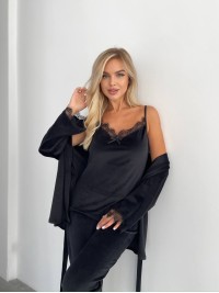 Велюровий домашній костюм трiйка чорного кольору 34562