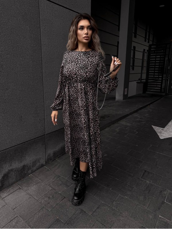 Легка сукня міді коричневого кольору 34591