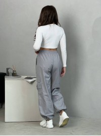 Жiночi широкi штани з кишенями сiрого кольору 34594