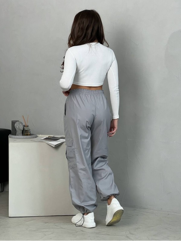 Жiночi широкi штани з кишенями сiрого кольору 34594