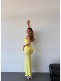 Жіночий костюм кардиган+сукня жовтого кольору 34595