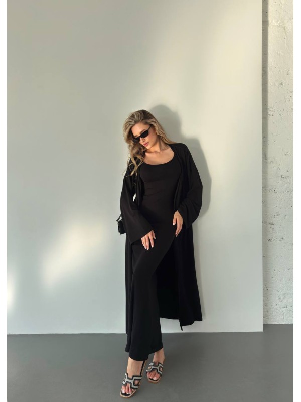 Жіночий костюм кардиган+сукня чорного кольору 34596