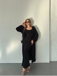 Жіночий костюм кардиган+сукня чорного кольору 34596