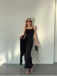 Жіночий костюм кардиган+сукня чорного кольору 34596