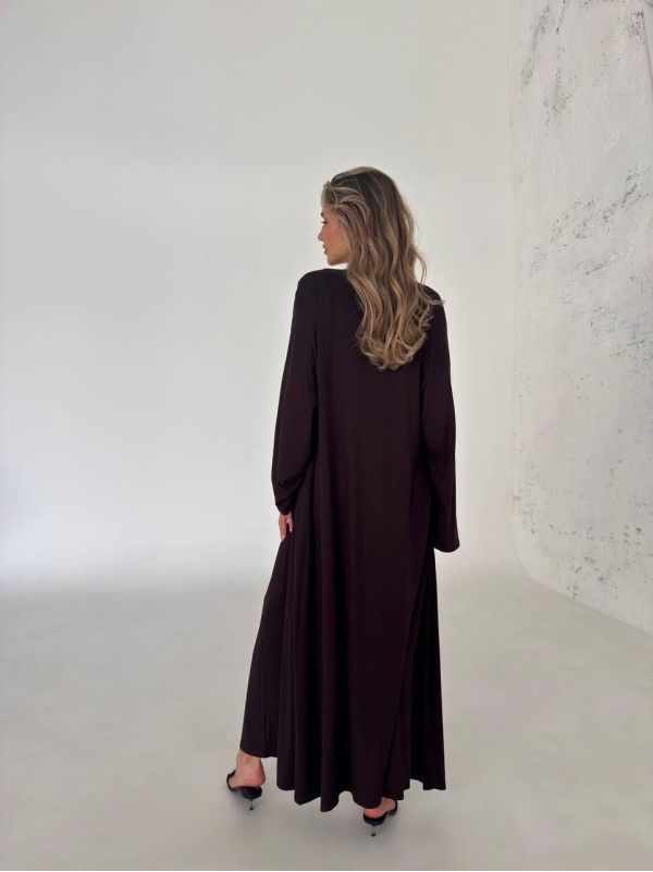 Жіночий костюм кардиган+сукня коричневого кольору 34597