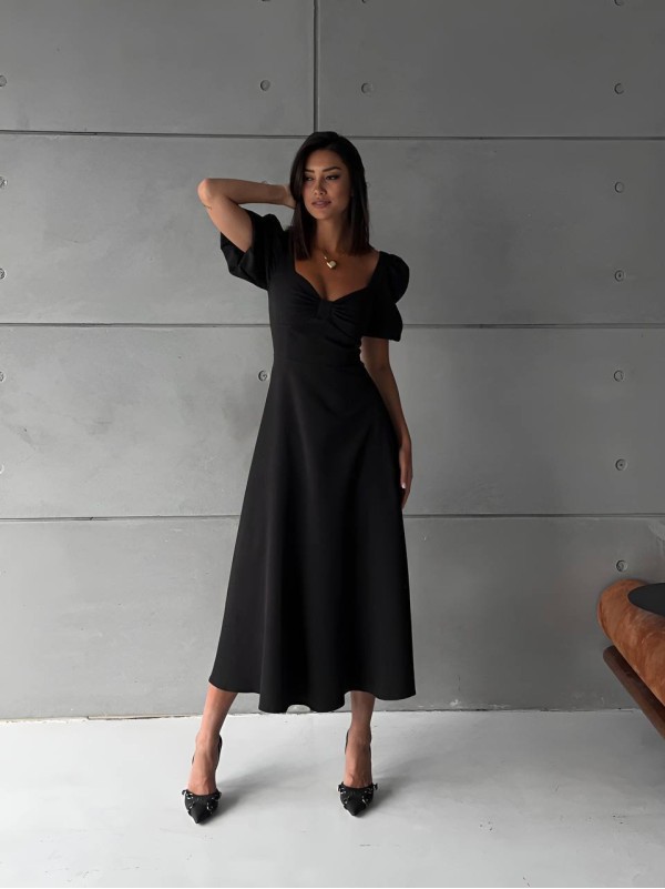 Вечiрня сукня міді чорного кольору 34617