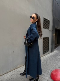 Жіночий довгий кардиган синього кольору 34618