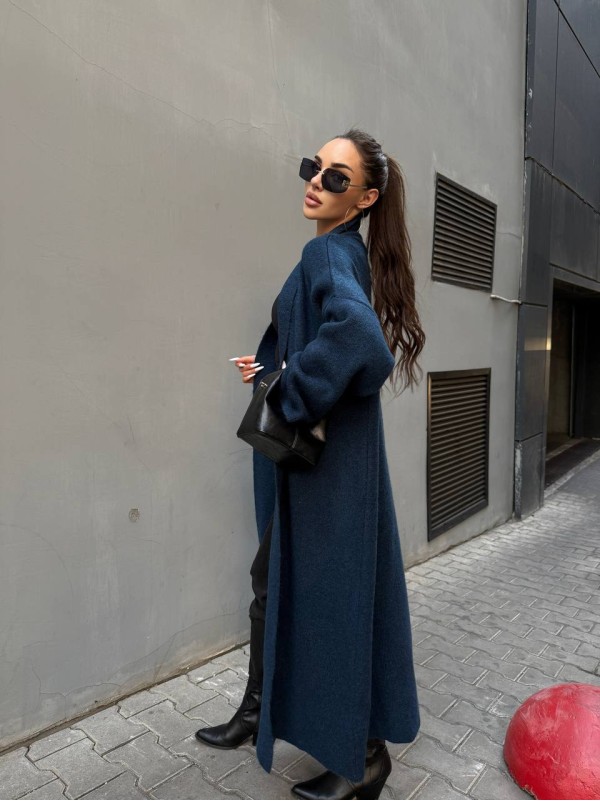 Жіночий довгий кардиган синього кольору 34618