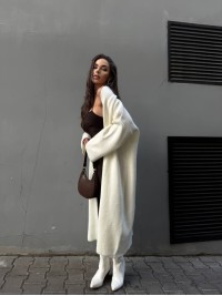 Жіночий довгий кардиган молочного кольору 34619