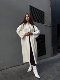 Жіночий довгий кардиган молочного кольору 34619