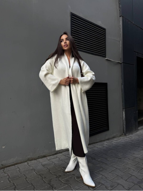 Жіночий довгий кардиган молочного кольору 34619