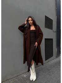 Жіночий довгий кардиган коричневого кольору 34620