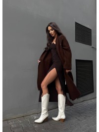 Жіночий довгий кардиган коричневого кольору 34620