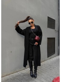 Жіночий довгий кардиган чорного кольору 34621