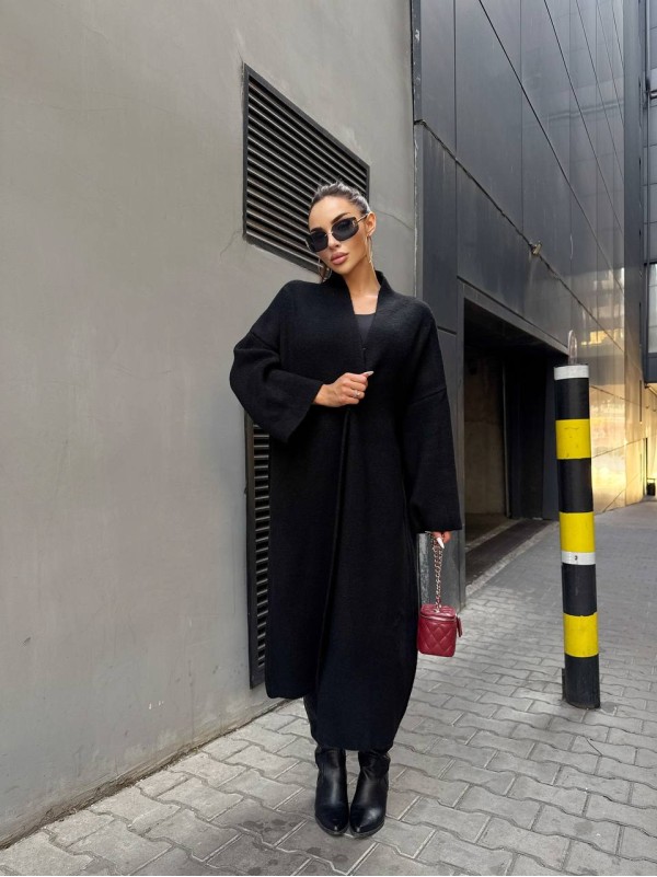 Жіночий довгий кардиган чорного кольору 34621