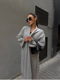 Жіночий довгий кардиган сiрого кольору 34622