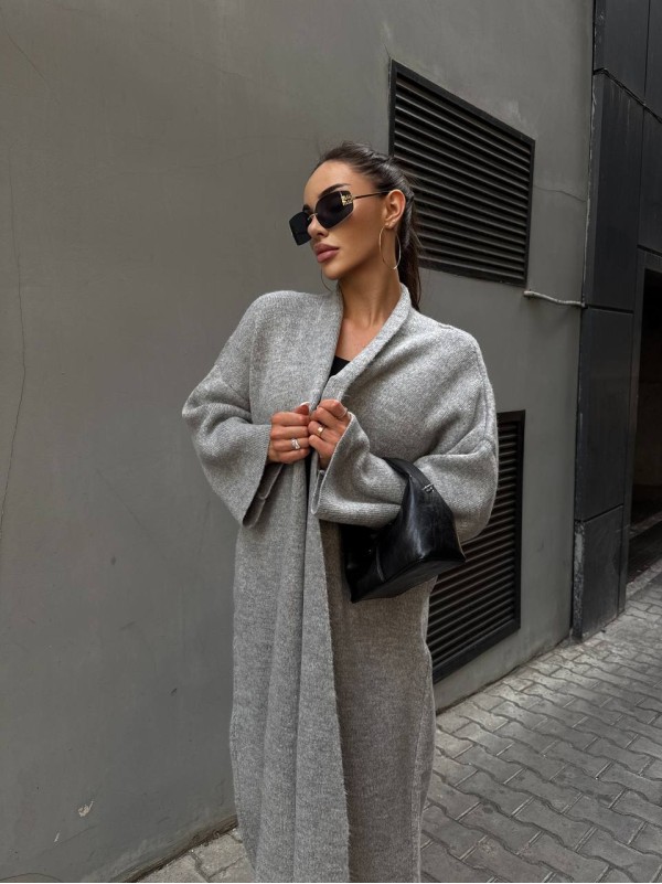 Жіночий довгий кардиган сiрого кольору 34622