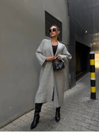 Жіночий довгий кардиган сiрого кольору 34622