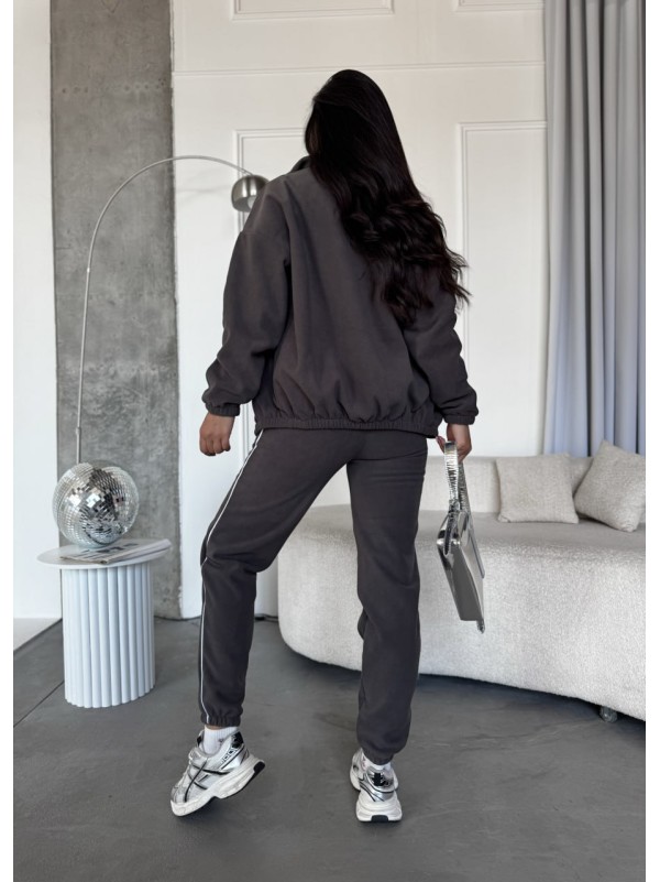 Жіночий спортивний костюм флісовий графiтового кольору 34623