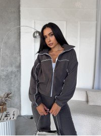 Жіночий спортивний костюм флісовий графiтового кольору 34623