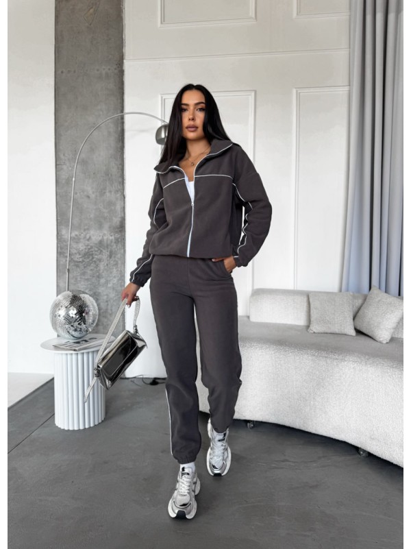 Жіночий спортивний костюм флісовий графiтового кольору 34623
