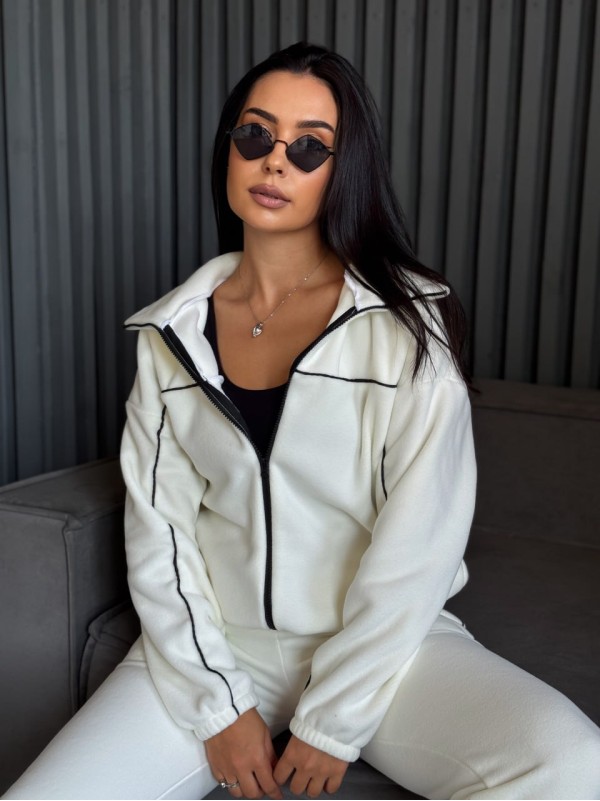 Жіночий спортивний костюм флісовий молочного кольору 34624