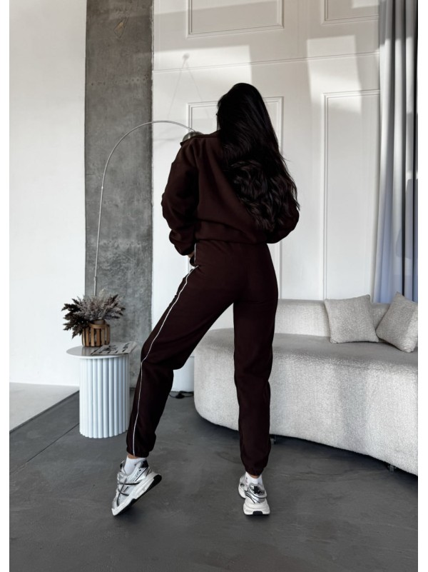 Жіночий спортивний костюм флісовий коричневого кольору 34625