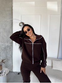 Жіночий спортивний костюм флісовий коричневого кольору 34625