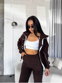 Жіночий спортивний костюм флісовий коричневого кольору 34625