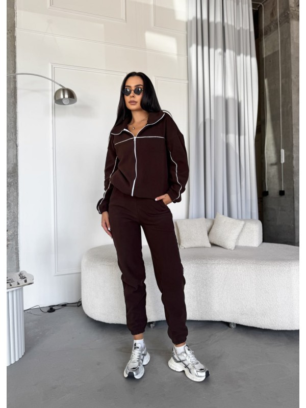 Жіночий спортивний костюм флісовий коричневого кольору 34625