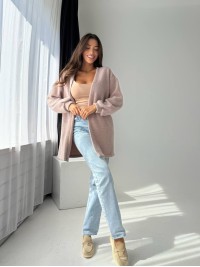 Жіночий ангоровий кардиган кавового кольору 34630