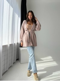 Жіночий ангоровий кардиган кавового кольору 34630