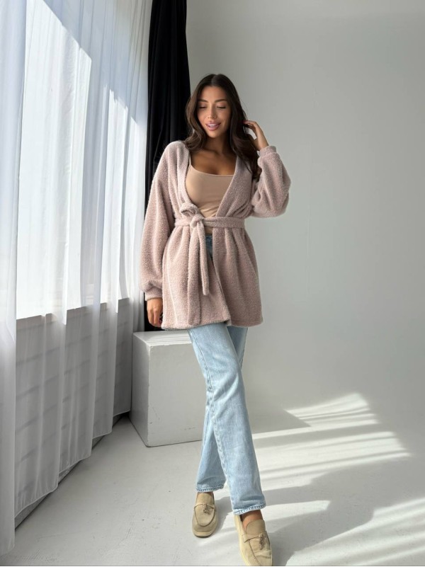 Жіночий ангоровий кардиган кавового кольору 34630