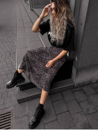 Жіноча спідниця шовкова максі коричневого кольору 34633