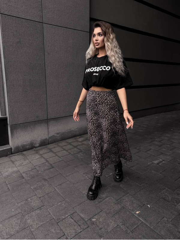 Жіноча спідниця шовкова максі коричневого кольору 34633