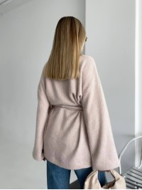 Жіночий кардиган з поясом бежевого кольору 34635