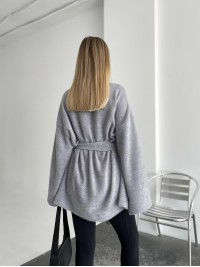 Жіночий кардиган з поясом сiрого кольору 34638